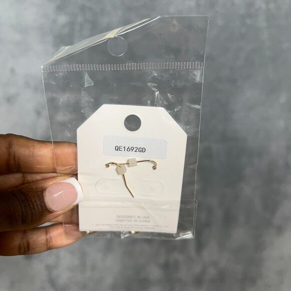 Safety Pin Dangle Earrings Gold Tone, 2" - Picture 5 of 7